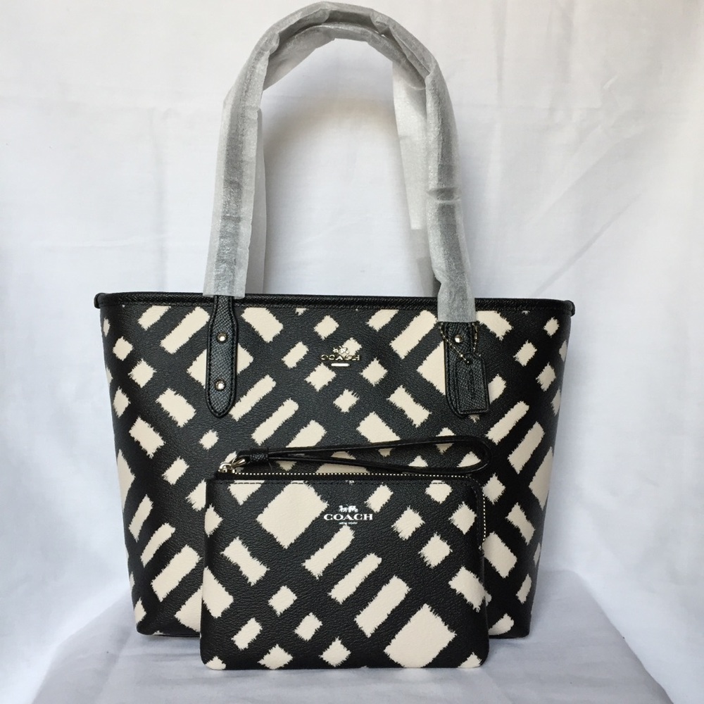 Coach Mini City Tote and Wallet-Black/Chalk
